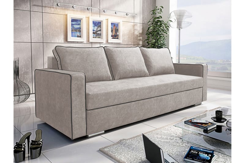 Peaver Bäddsoffa - Beige/Grå - 3 sits bäddsoffa