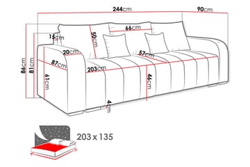 Picazo 4-sits Bäddsoffa Vänster - Blå - Möbler - Soffa - Bäddsoffa - 3 sits bäddsoffa