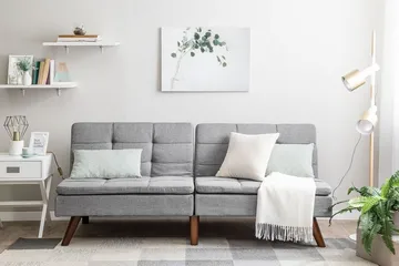 Ronne 2-sits Bäddbar Rektangulär Bäddsoffa i Tyg med Träben - Grå - Möbler - Soffa - Bäddsoffa - 3 sits bäddsoffa