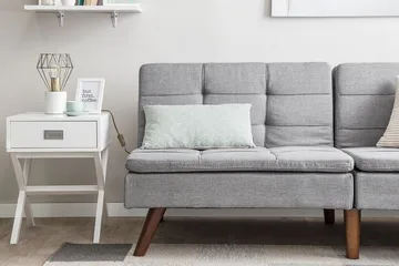 Ronne 2-sits Bäddbar Rektangulär Bäddsoffa i Tyg med Träben - Grå - Möbler - Soffa - Bäddsoffa - 3 sits bäddsoffa
