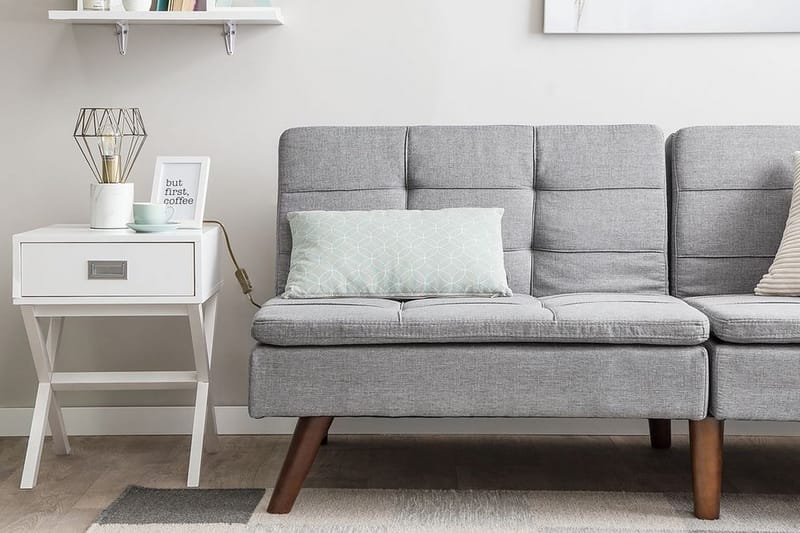 Ronne 2-sits Bäddbar Rektangulär Bäddsoffa i Tyg med Träben - Grå - Möbler - Soffa - Bäddsoffa - 3 sits bäddsoffa