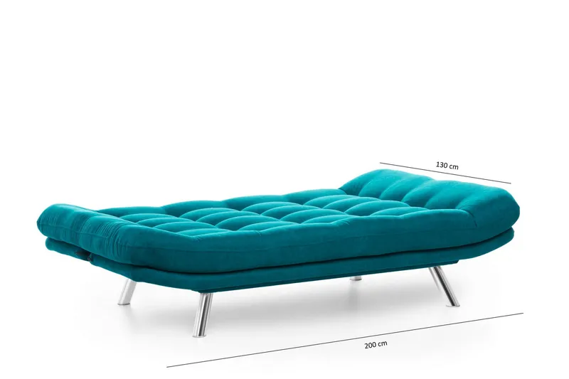 Sandee 3-sits Fällbar Längsbäddad Bäddsoffa 130x200 cm i Tyg - Petrolblå - Möbler - Soffa - Bäddsoffa - 3 sits bäddsoffa