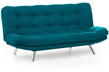 Sandee 3-sits Fällbar Längsbäddad Bäddsoffa 130x200 cm i Tyg - Petrolblå - Möbler - Soffa - Bäddsoffa - 3 sits bäddsoffa