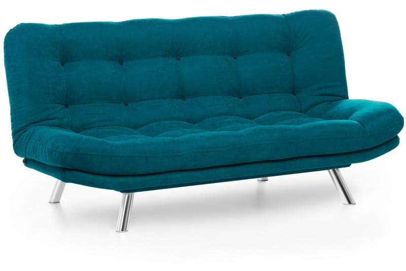 Sandee 3-sits Fällbar Längsbäddad Bäddsoffa 130x200 cm i Tyg - Petrolblå - Möbler - Soffa - Bäddsoffa - 3 sits bäddsoffa
