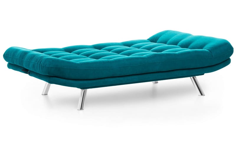 Sandee 3-sits Fällbar Längsbäddad Bäddsoffa 130x200 cm i Tyg - Petrolblå - Möbler - Soffa - Bäddsoffa - 3 sits bäddsoffa