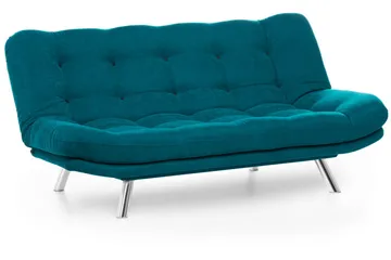 Sandee 3-sits Fällbar Längsbäddad Bäddsoffa 130x200 cm i Tyg - Petrolblå - Möbler - Soffa - Bäddsoffa - 3 sits bäddsoffa