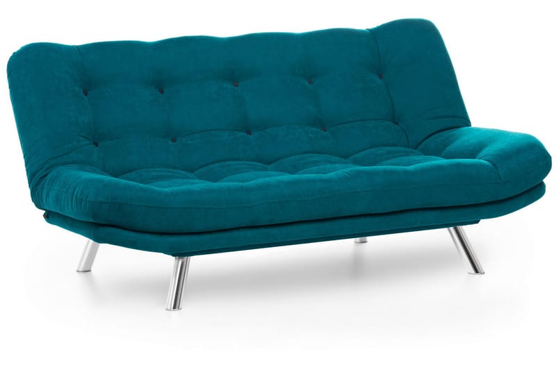 Sandee 3-sits Fällbar Längsbäddad Bäddsoffa 130x200 cm i Tyg - Petrolblå - Möbler - Soffa - Bäddsoffa - 3 sits bäddsoffa