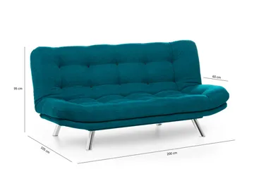 Sandee 3-sits Fällbar Längsbäddad Bäddsoffa 130x200 cm i Tyg - Petrolblå - Möbler - Soffa - Bäddsoffa - 3 sits bäddsoffa