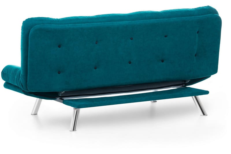 Sandee 3-sits Fällbar Längsbäddad Bäddsoffa 130x200 cm i Tyg - Petrolblå - Möbler - Soffa - Bäddsoffa - 3 sits bäddsoffa