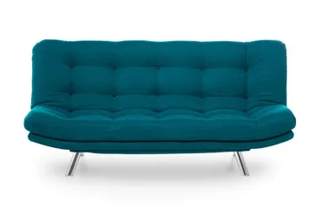 Sandee 3-sits Fällbar Längsbäddad Bäddsoffa 130x200 cm i Tyg - Petrolblå - Möbler - Soffa - Bäddsoffa - 3 sits bäddsoffa
