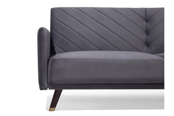 Senja 2-sits Bäddsoffa 200 cm i Sammet med Träben - Grå - Möbler - Soffa - Bäddsoffa - 3 sits bäddsoffa