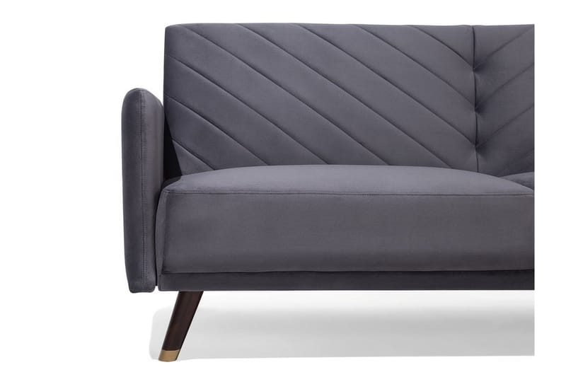 Senja 2-sits Bäddsoffa 200 cm i Sammet med Träben - Grå - Möbler - Soffa - Bäddsoffa - 3 sits bäddsoffa