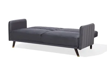Senja 2-sits Bäddsoffa 200 cm i Sammet med Träben - Grå - Möbler - Soffa - Bäddsoffa - 3 sits bäddsoffa