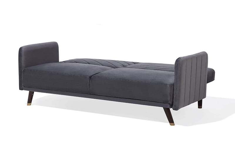 Senja 2-sits Bäddsoffa 200 cm i Sammet med Träben - Grå - Möbler - Soffa - Bäddsoffa - 3 sits bäddsoffa