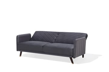 Senja 2-sits Bäddsoffa 200 cm i Sammet med Träben - Grå - Möbler - Soffa - Bäddsoffa - 3 sits bäddsoffa