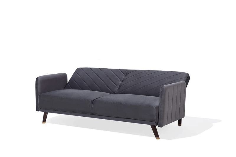 Senja 2-sits Bäddsoffa 200 cm i Sammet med Träben - Grå - Möbler - Soffa - Bäddsoffa - 3 sits bäddsoffa