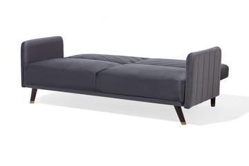 Senja 2-sits Bäddsoffa 200 cm i Sammet med Träben - Grå - Möbler - Soffa - Bäddsoffa - 3 sits bäddsoffa