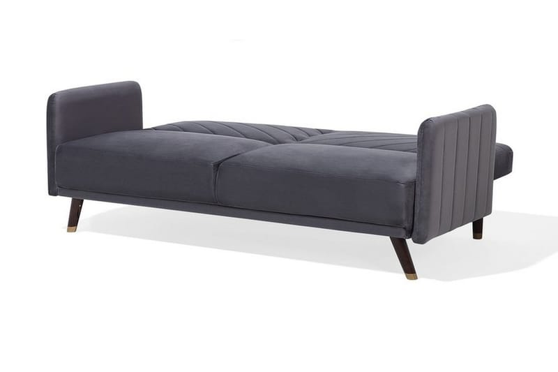 Senja 2-sits Bäddsoffa 200 cm i Sammet med Träben - Grå - Möbler - Soffa - Bäddsoffa - 3 sits bäddsoffa