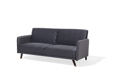 Senja 2-sits Bäddsoffa 200 cm i Sammet med Träben - Grå - Möbler - Soffa - Bäddsoffa - 3 sits bäddsoffa
