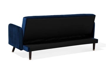 Senja 2-sits Fällbar Rektangulär Bäddsoffa i Sammet med Träben - Blå - Möbler - Soffa - Bäddsoffa - 3 sits bäddsoffa