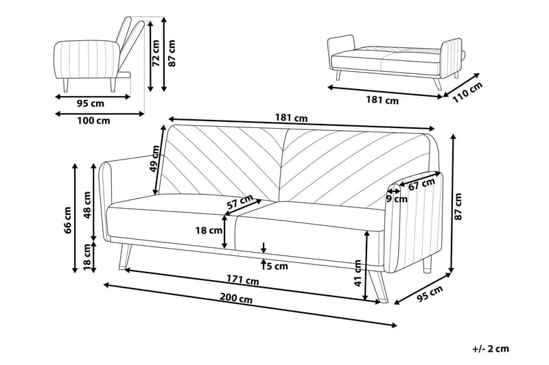 Senja Bäddsoffa 200 cm - Blå - Möbler - Soffa - Bäddsoffa - 3 sits bäddsoffa