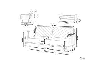 Senja Bäddsoffa 200 cm - Röd - Möbler - Soffa - Bäddsoffa - 3 sits bäddsoffa