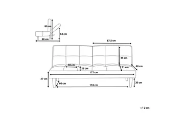 Siljan 3-sits Rektangulär Fällbar Bäddsoffa 105x177 cm i Sammet - Grön - Möbler - Soffa - Bäddsoffa - 3 sits bäddsoffa
