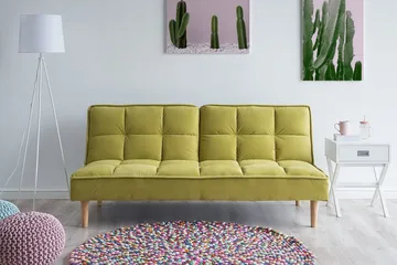 Siljan 3-sits Rektangulär Fällbar Bäddsoffa 105x177 cm i Sammet - Grön - Möbler - Soffa - Bäddsoffa - 3 sits bäddsoffa