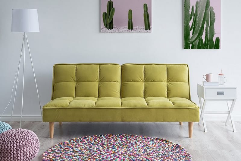 Siljan 3-sits Rektangulär Fällbar Bäddsoffa 105x177 cm i Sammet - Grön - Möbler - Soffa - Bäddsoffa - 3 sits bäddsoffa