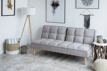 Siljan 3-sits Rektangulär Längsbäddad Bäddsoffa 105x177 cm i Tyg - Grå - Möbler - Soffa - Bäddsoffa - 3 sits bäddsoffa
