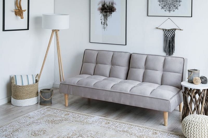 Siljan 3-sits Rektangulär Längsbäddad Bäddsoffa 105x177 cm i Tyg - Grå - Möbler - Soffa - Bäddsoffa - 3 sits bäddsoffa