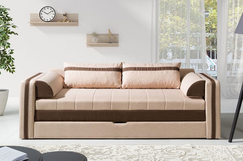 Soffa Euforia 222x75x77 cm - Beige - 3 sits bäddsoffa