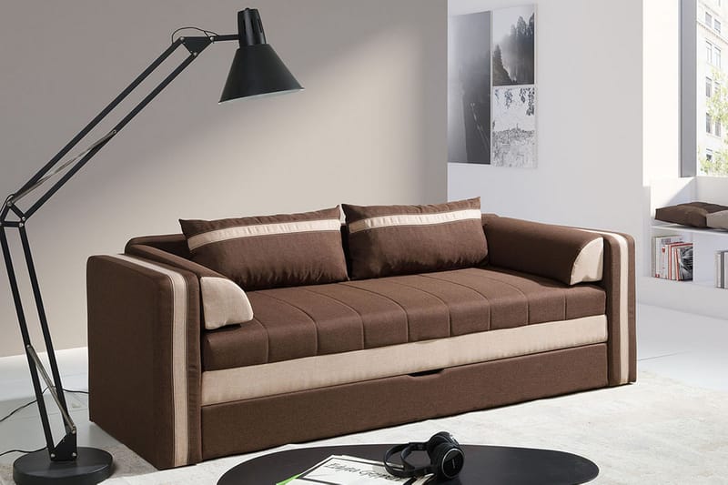 Soffa Euforia 222x75x77 cm - Brun - 3 sits bäddsoffa