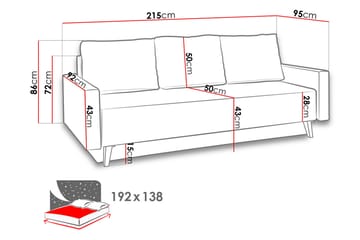 Soffa Oviedo 95x215 cm - Grå - Möbler - Soffa - Bäddsoffa - 3 sits bäddsoffa