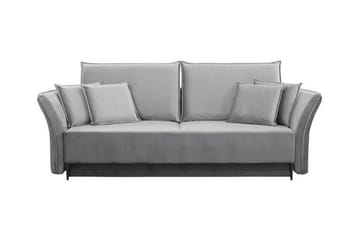 Staffin 3-sits Bäddsoffa Längsbäddad 138x192 cm med Förvaring i Sammet - Grå - Möbler - Soffa - Bäddsoffa - 3 sits bäddsoffa
