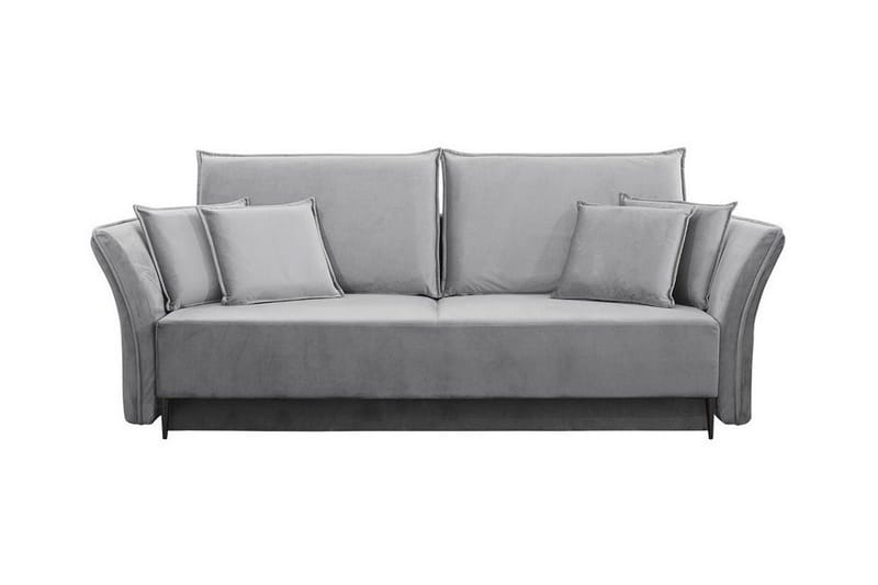 Staffin 3-sits Bäddsoffa Längsbäddad 138x192 cm med Förvaring i Sammet - Grå - Möbler - Soffa - Bäddsoffa - 3 sits bäddsoffa