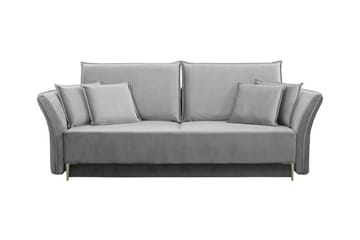 Staffin 3-sits Bäddsoffa Längsbäddad 138x192 cm med Förvaring i Sammet - Grå - Möbler - Soffa - Bäddsoffa - 3 sits bäddsoffa
