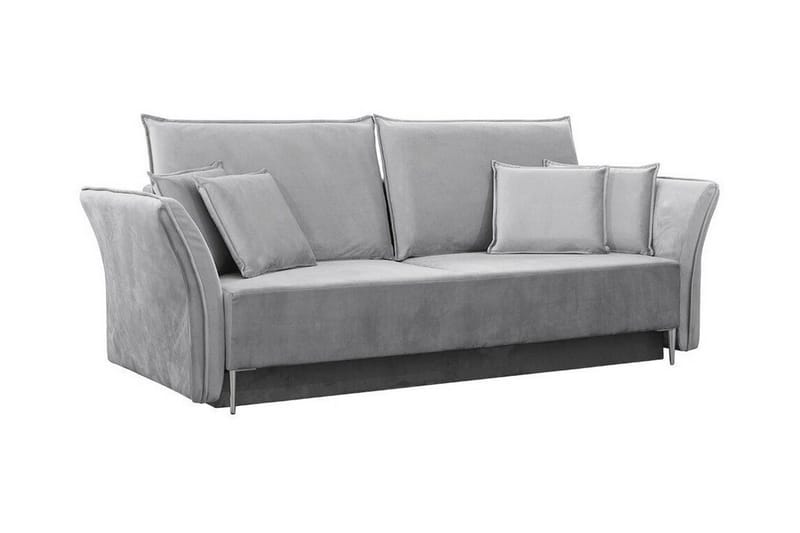 Staffin 3-sits Bäddsoffa Längsbäddad 138x192 cm med Förvaring i Sammet, Grå