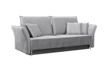 Staffin 3-sits Bäddsoffa Längsbäddad 138x192 cm med Förvaring i Sammet - Grå - Möbler - Soffa - Bäddsoffa - 3 sits bäddsoffa