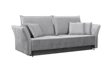 Staffin 3-sits Bäddsoffa Längsbäddad 138x192 cm med Förvaring i Sammet - Grå - Möbler - Soffa - Bäddsoffa - 3 sits bäddsoffa