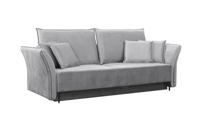 Staffin 3-sits Bäddsoffa Längsbäddad 138x192 cm med Förvaring i Sammet, Grå