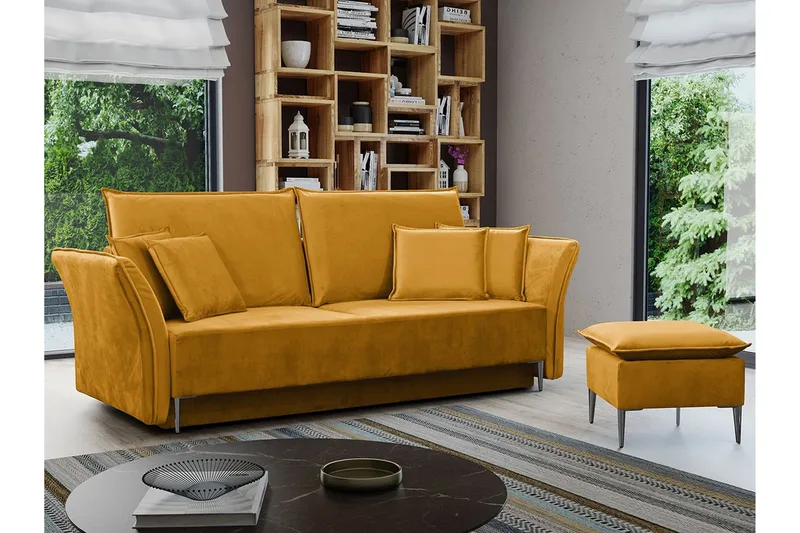 Staffin 3-sits Bäddsoffa NO_BRAND Yellow - Möbler - Soffa - Bäddsoffa - 3 sits bäddsoffa