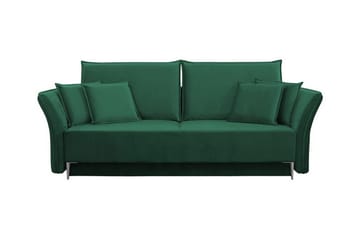 Staffin 3-sits Rektangulär Bäddsoffa 138x192 cm med Förvaring i Sammet - Grön - Möbler - Soffa - Bäddsoffa - 3 sits bäddsoffa