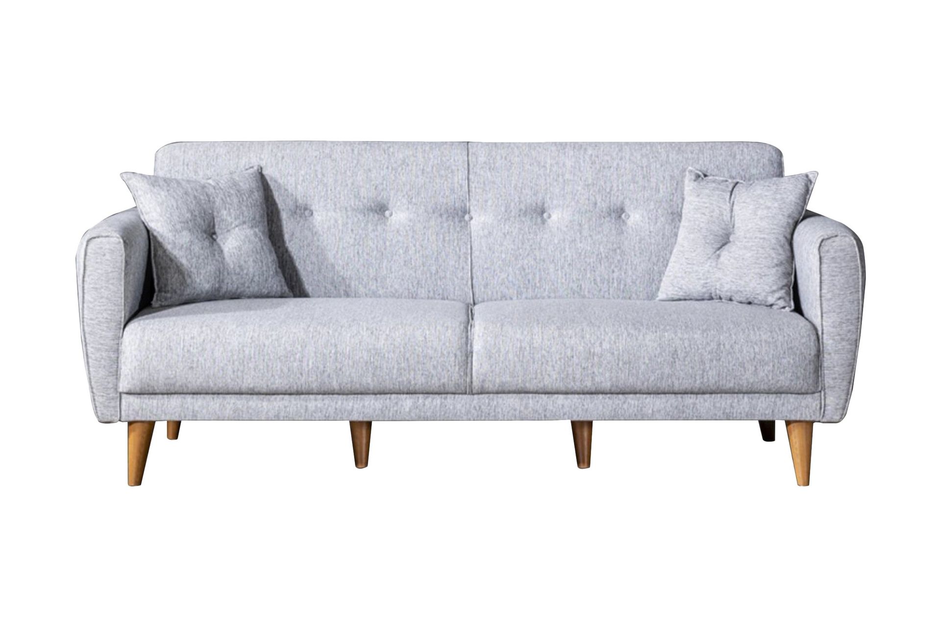 Tamatha 3-sits Bäddsoffa med Divan i Tyg med Träben Grå - Möbler ...