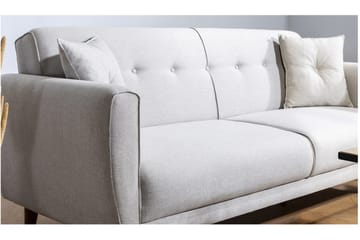 Tamatha 3-sits Bäddsoffa med Divan i Tyg med Träben - Ljusgrå - Möbler - Soffa - Bäddsoffa - 3 sits bäddsoffa