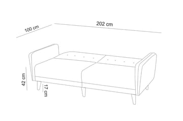 Tamatha 3-sits Bäddsoffa med Divan i Tyg med Träben - Ljusgrå - Möbler - Soffa - Bäddsoffa - 3 sits bäddsoffa