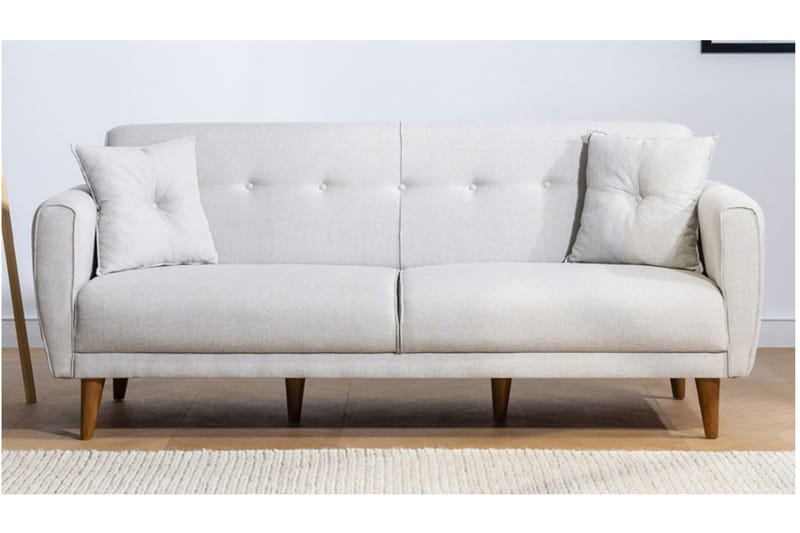 Tamatha 3-sits Bäddsoffa med Divan i Tyg med Träben - Ljusgrå - Möbler - Soffa - Bäddsoffa - 3 sits bäddsoffa