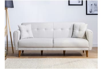 Tamatha 3-sits Bäddsoffa med Divan i Tyg med Träben - Ljusgrå - Möbler - Soffa - Bäddsoffa - 3 sits bäddsoffa