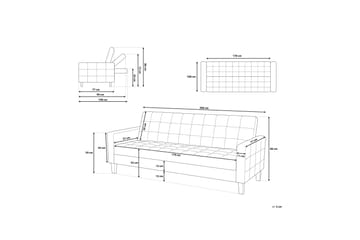 Vehkoo 3-sits Bäddbar Längsbäddad Bäddsoffa 108x178 cm i Tyg - Grå - Möbler - Soffa - Bäddsoffa - 3 sits bäddsoffa