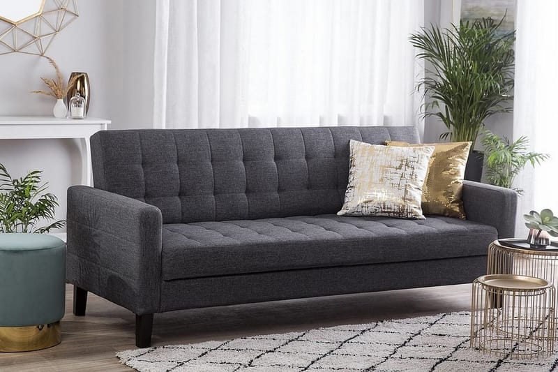 Vehkoo 3-sits Bäddbar Längsbäddad Bäddsoffa 108x178 cm i Tyg - Grå - Möbler - Soffa - Bäddsoffa - 3 sits bäddsoffa